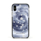 Personalised Space Apple iPhone Xs Impact Case Black Edge on Silver Phone