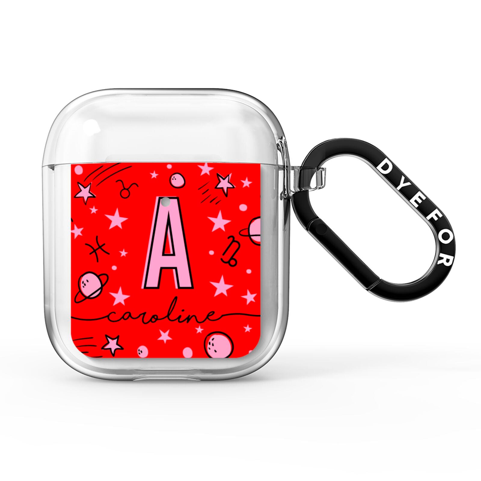 Personalised Space Initial Name AirPods Clear Case