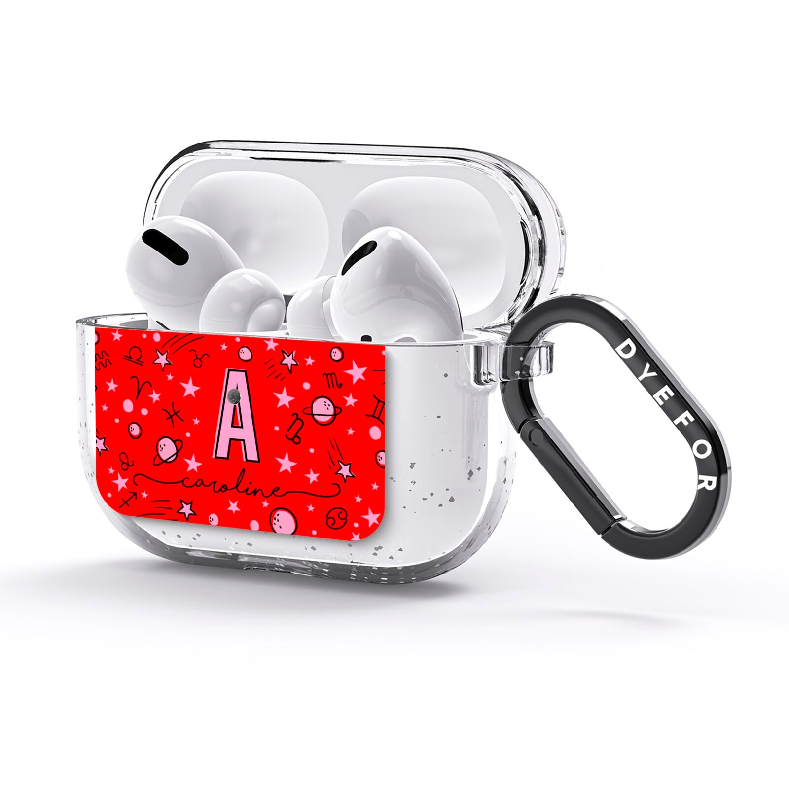 Personalised Space Initial Name AirPods Glitter Case 3rd Gen Side Image