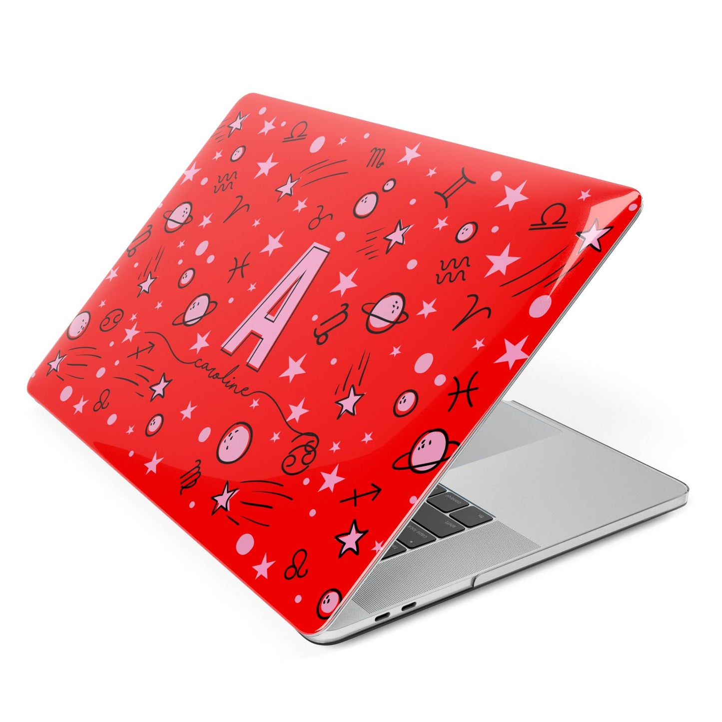 Personalised Space Initial Name Apple MacBook Case Side View