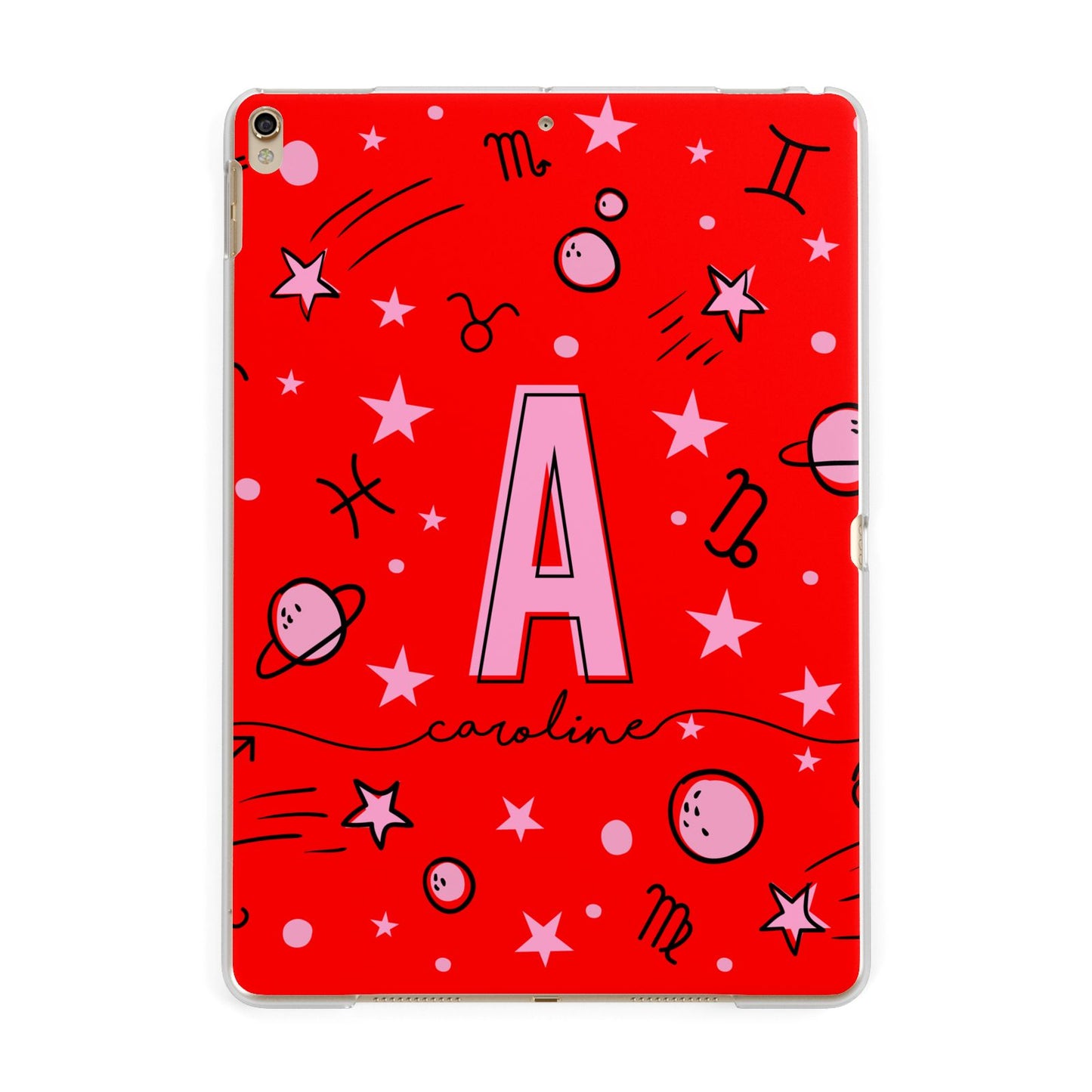 Personalised Space Initial Name Apple iPad Gold Case