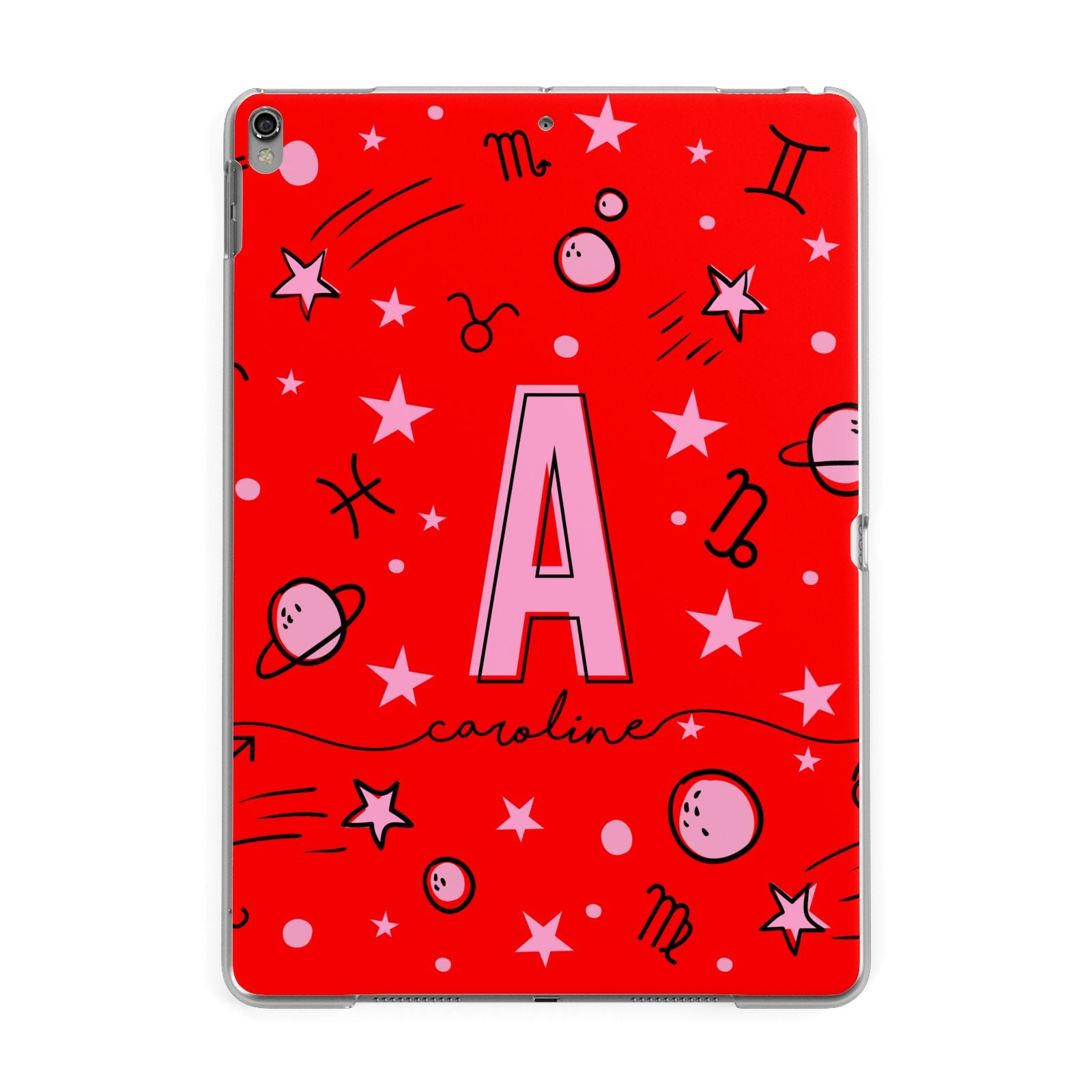 Personalised Space Initial Name Apple iPad Grey Case