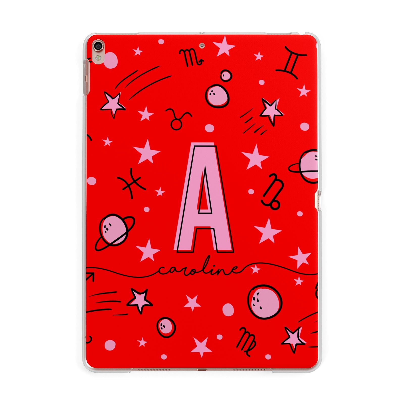Personalised Space Initial Name Apple iPad Rose Gold Case