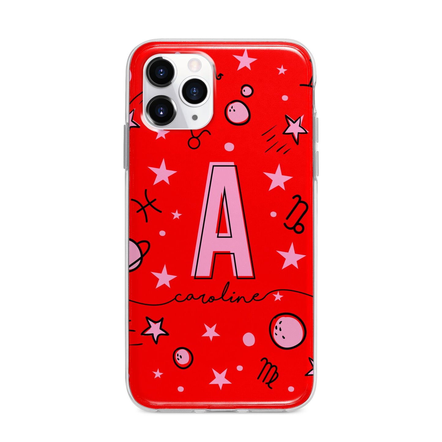 Personalised Space Initial Name Apple iPhone 11 Pro Max in Silver with Bumper Case