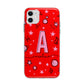 Personalised Space Initial Name Apple iPhone 11 in White with Bumper Case