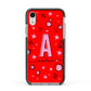 Personalised Space Initial Name Apple iPhone XR Impact Case Black Edge on Silver Phone