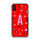 Personalised Space Initial Name Apple iPhone Xs Impact Case Black Edge on Black Phone