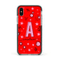 Personalised Space Initial Name Apple iPhone Xs Impact Case Black Edge on Silver Phone