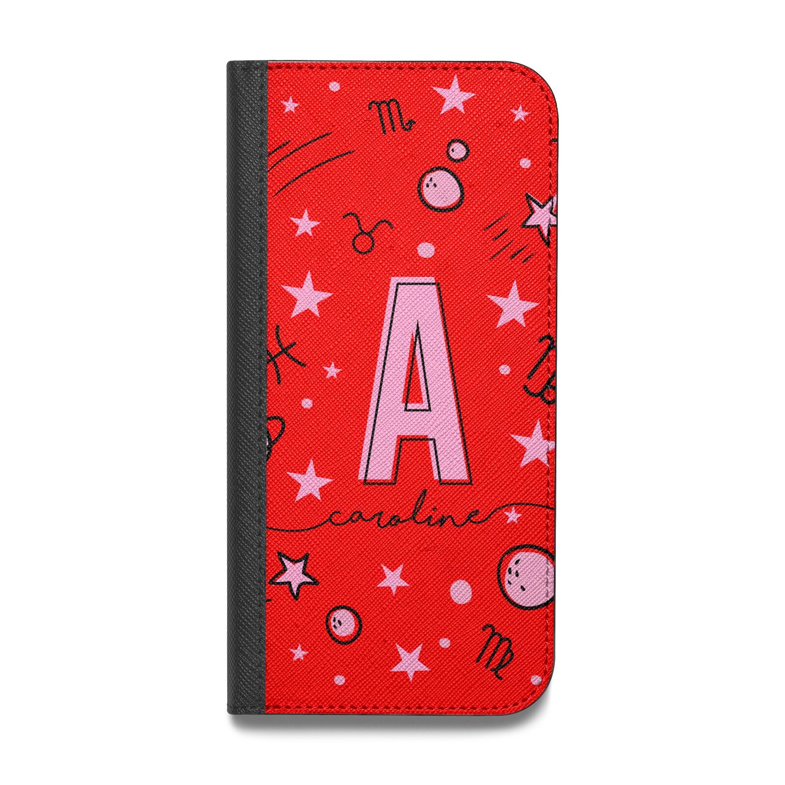 Personalised Space Initial Name Vegan Leather Flip Samsung Case