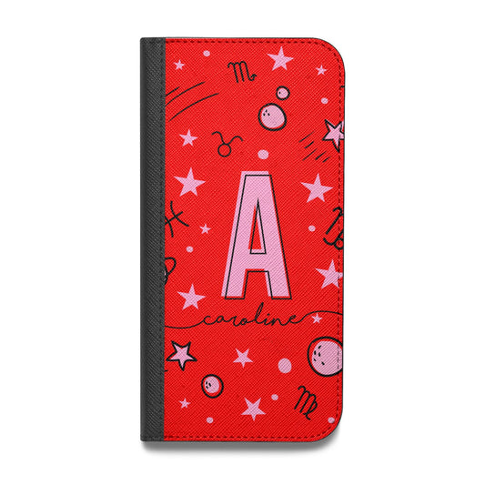 Personalised Space Initial Name Vegan Leather Flip Samsung Case