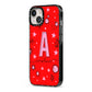 Personalised Space Initial Name iPhone 13 Black Impact Case Side Angle on Silver phone