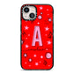 Personalised Space Initial Name iPhone 13 Black Impact Case on Silver phone