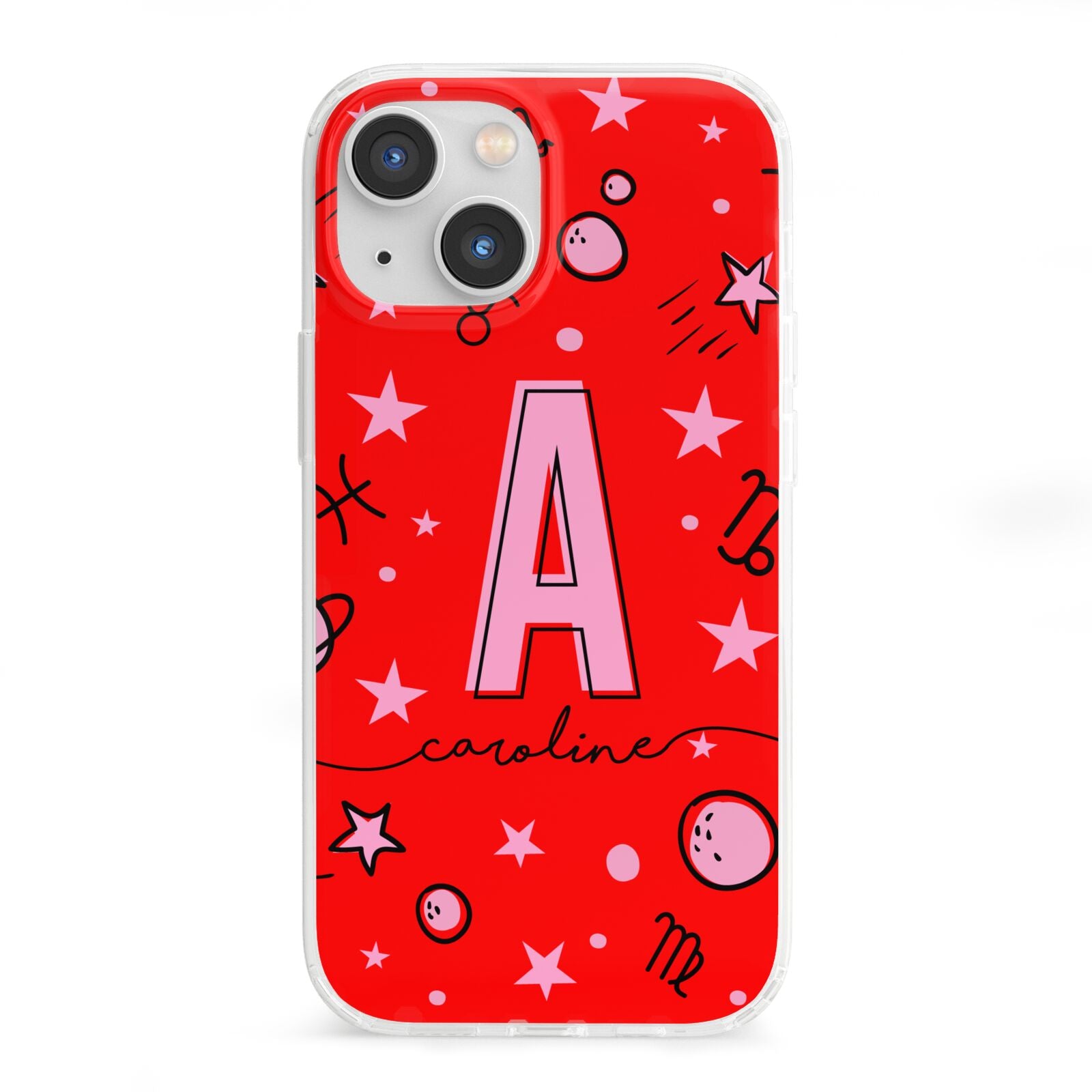 Personalised Space Initial Name iPhone 13 Mini Clear Bumper Case
