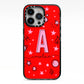 Personalised Space Initial Name iPhone 13 Pro Black Impact Case on Silver phone