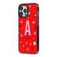 Personalised Space Initial Name iPhone 13 Pro Max Black Impact Case Side Angle on Silver phone