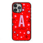 Personalised Space Initial Name iPhone 13 Pro Max Black Impact Case on Silver phone