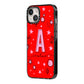 Personalised Space Initial Name iPhone 14 Black Impact Case Side Angle on Silver phone