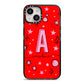 Personalised Space Initial Name iPhone 14 Black Impact Case on Silver phone