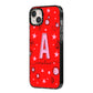 Personalised Space Initial Name iPhone 14 Plus Black Impact Case Side Angle on Silver phone