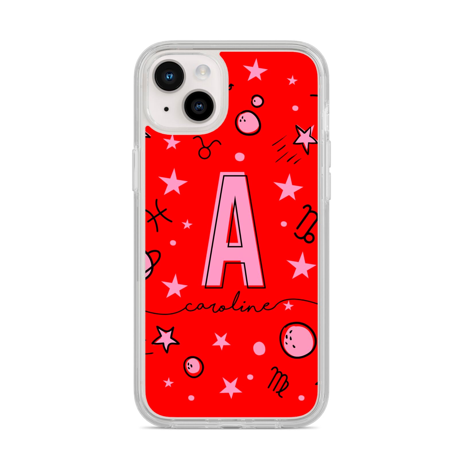 Personalised Space Initial Name iPhone 14 Plus Clear Tough Case Starlight