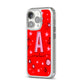Personalised Space Initial Name iPhone 14 Pro Clear Tough Case Silver Angled Image