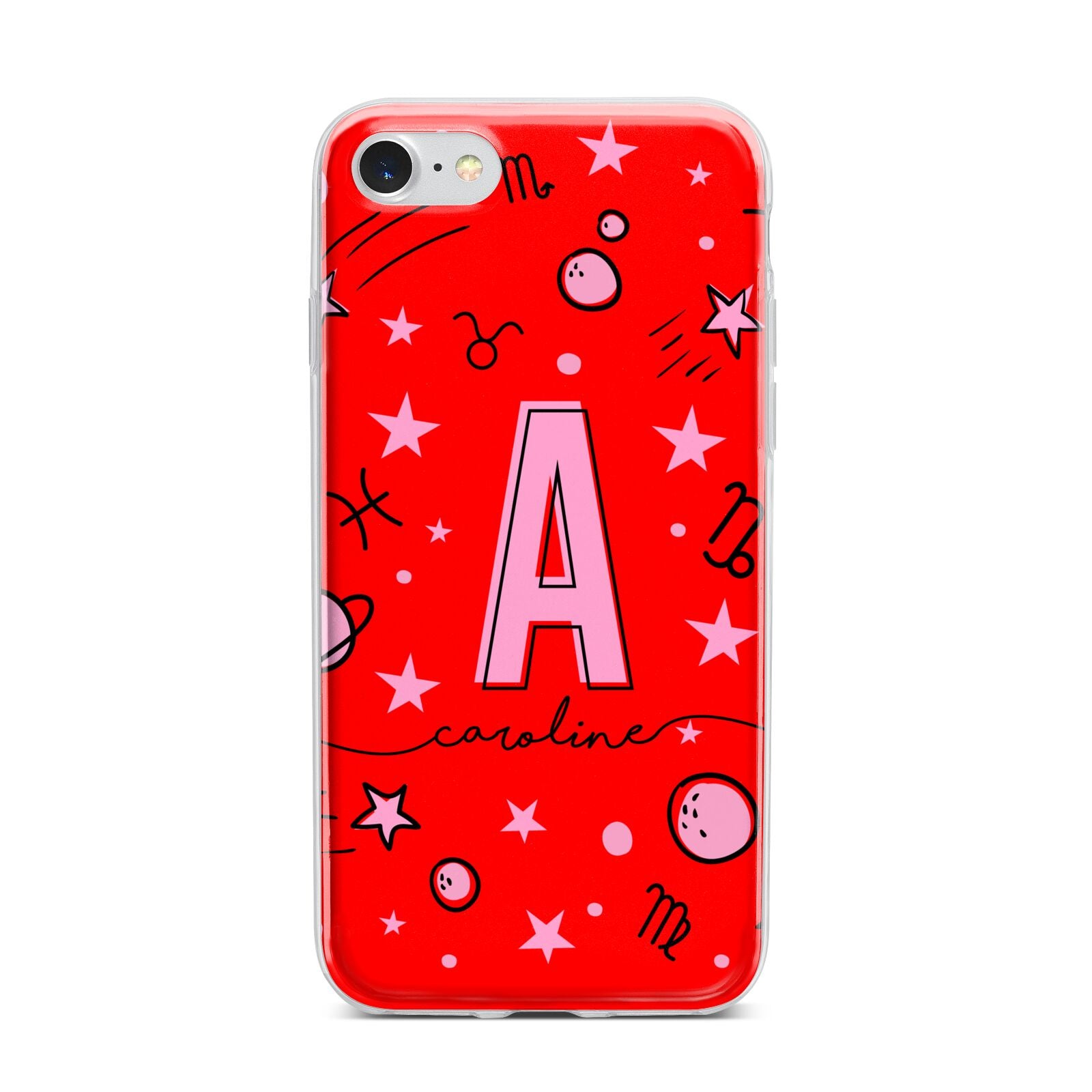Personalised Space Initial Name iPhone 7 Bumper Case on Silver iPhone