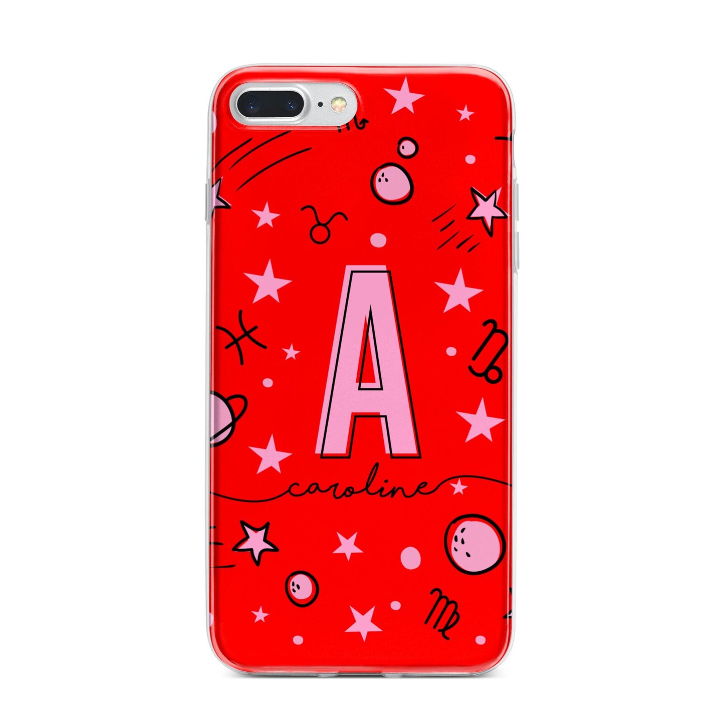 Personalised Space Initial Name iPhone 7 Plus Bumper Case on Silver iPhone
