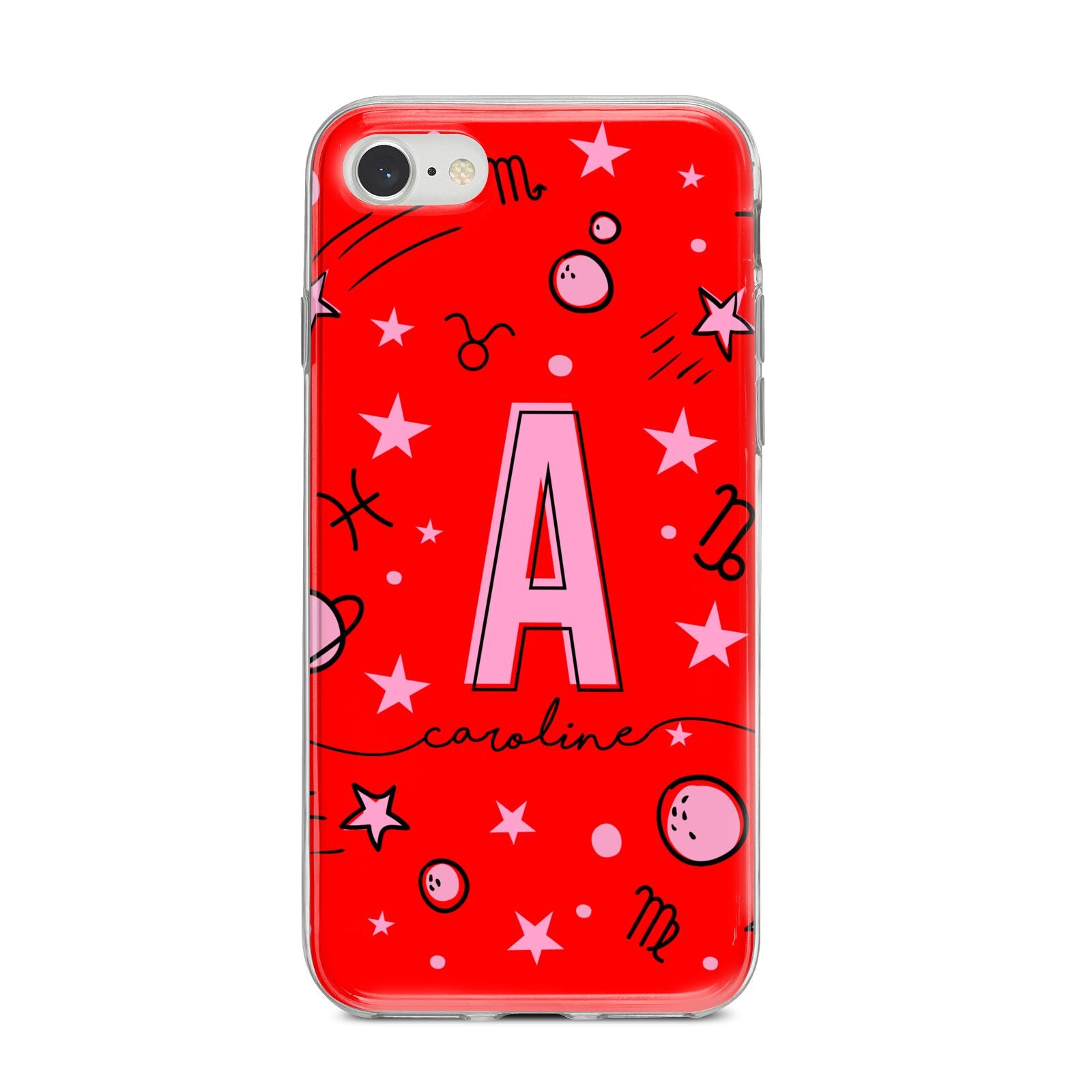 Personalised Space Initial Name iPhone 8 Bumper Case on Silver iPhone