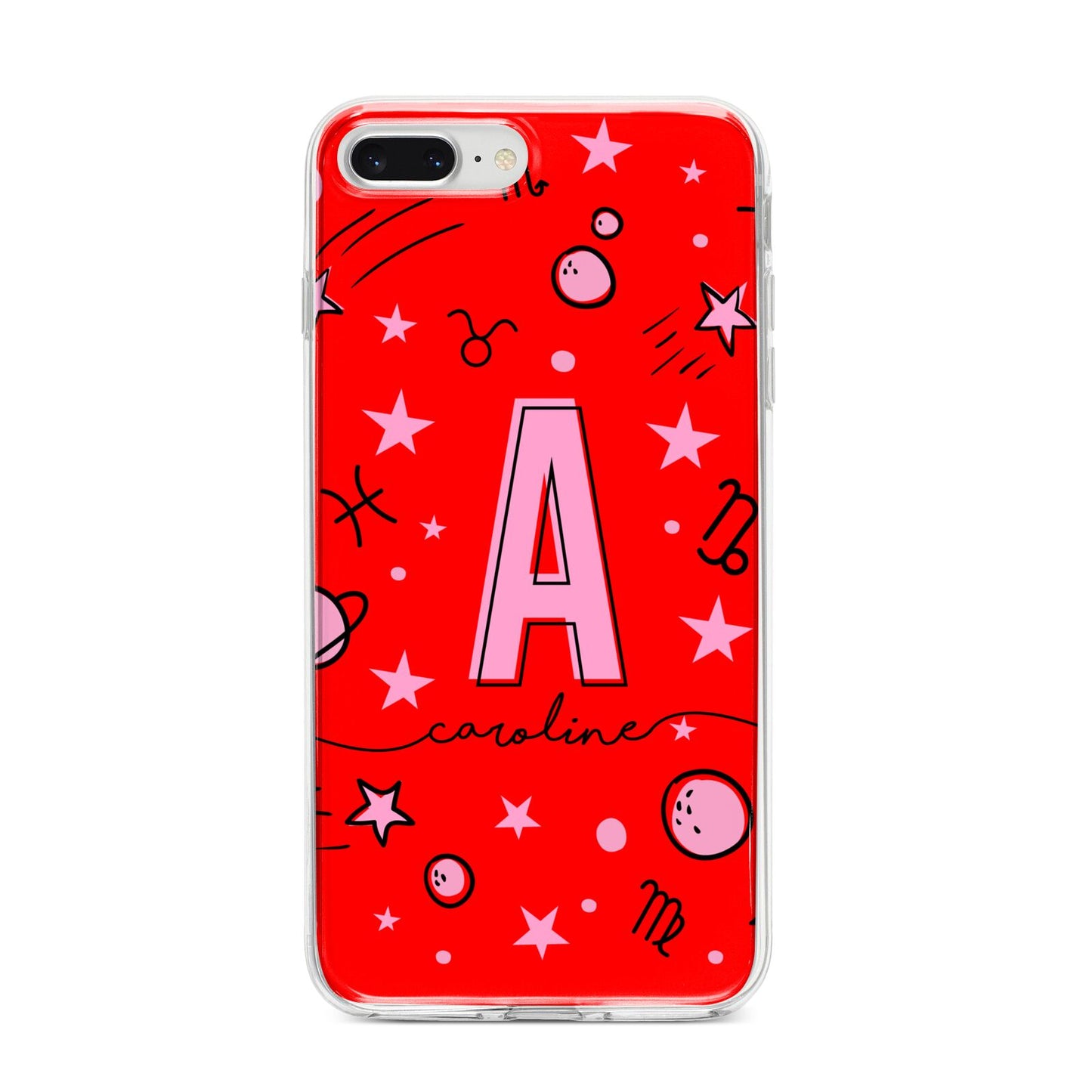 Personalised Space Initial Name iPhone 8 Plus Bumper Case on Silver iPhone