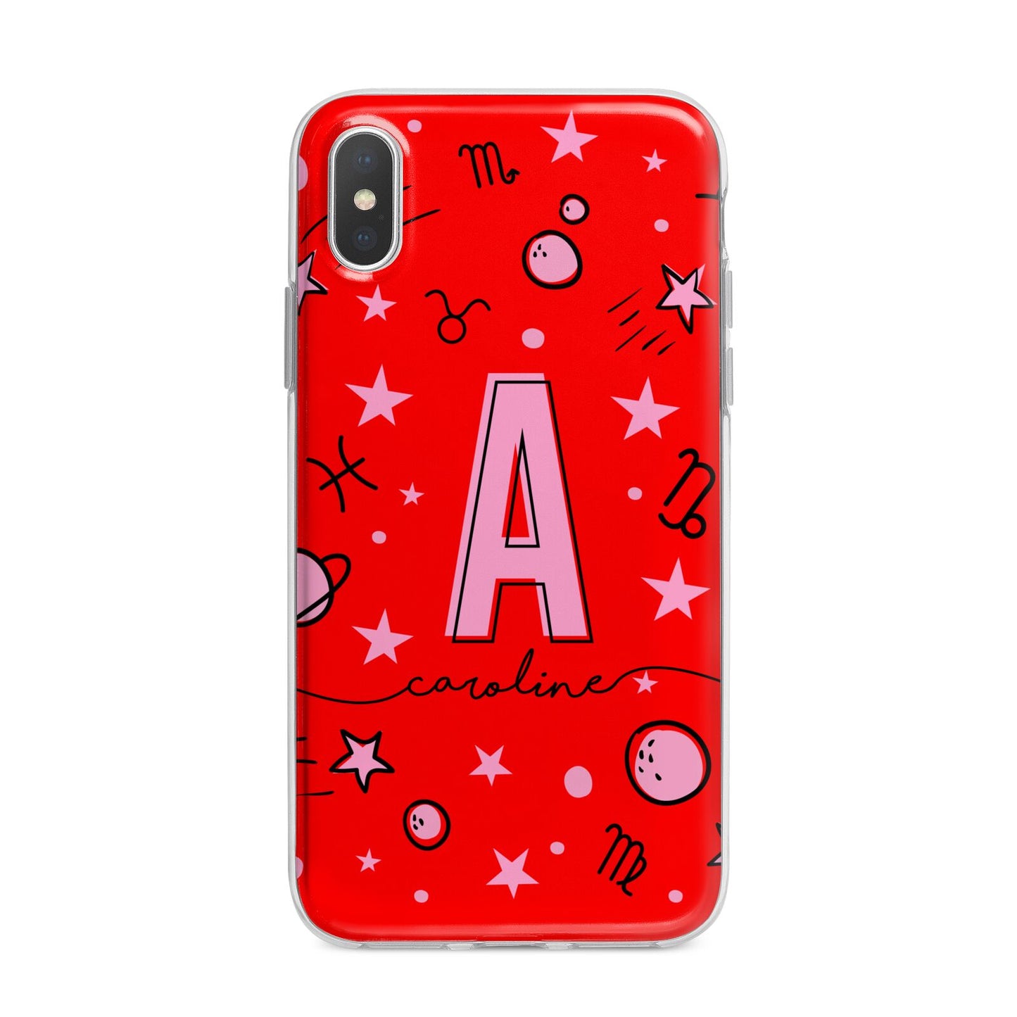 Personalised Space Initial Name iPhone X Bumper Case on Silver iPhone Alternative Image 1