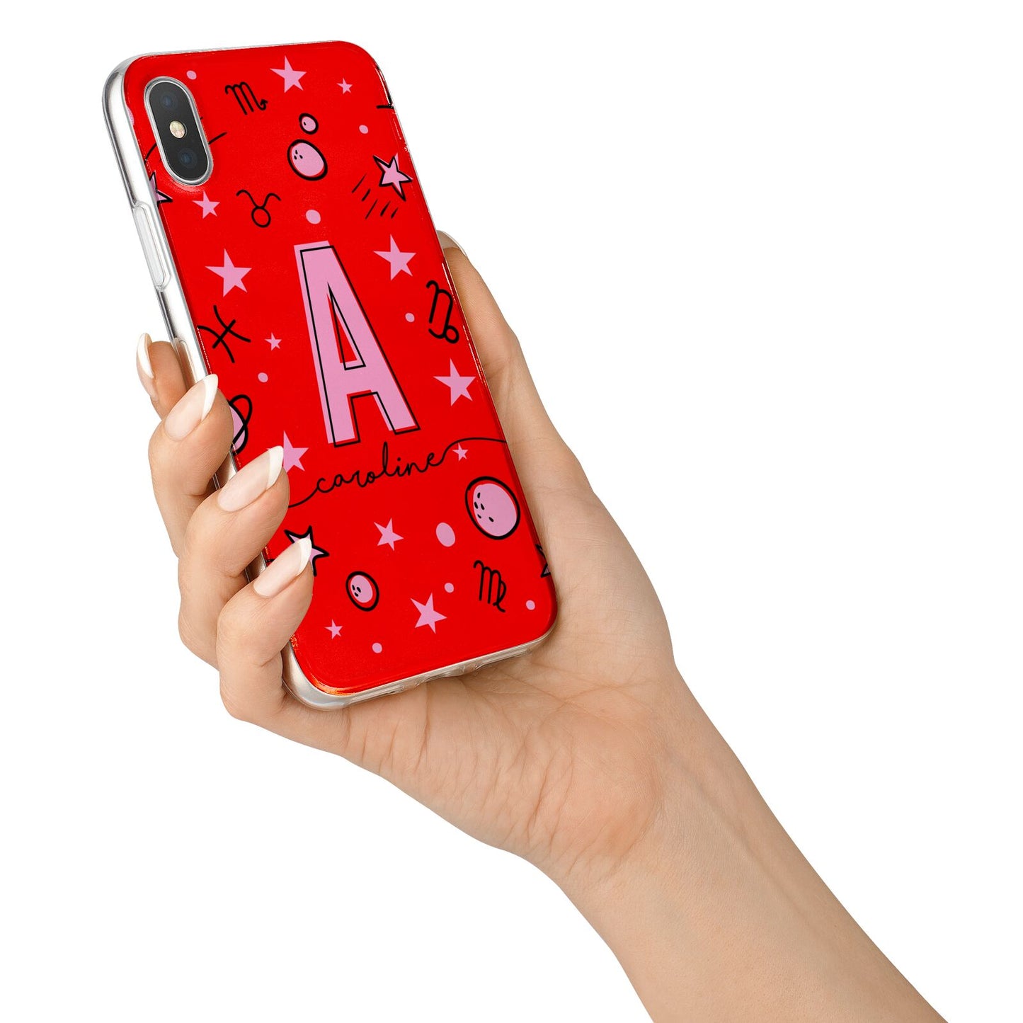 Personalised Space Initial Name iPhone X Bumper Case on Silver iPhone Alternative Image 2