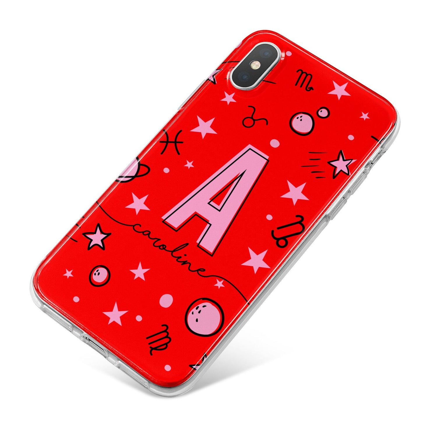 Personalised Space Initial Name iPhone X Bumper Case on Silver iPhone