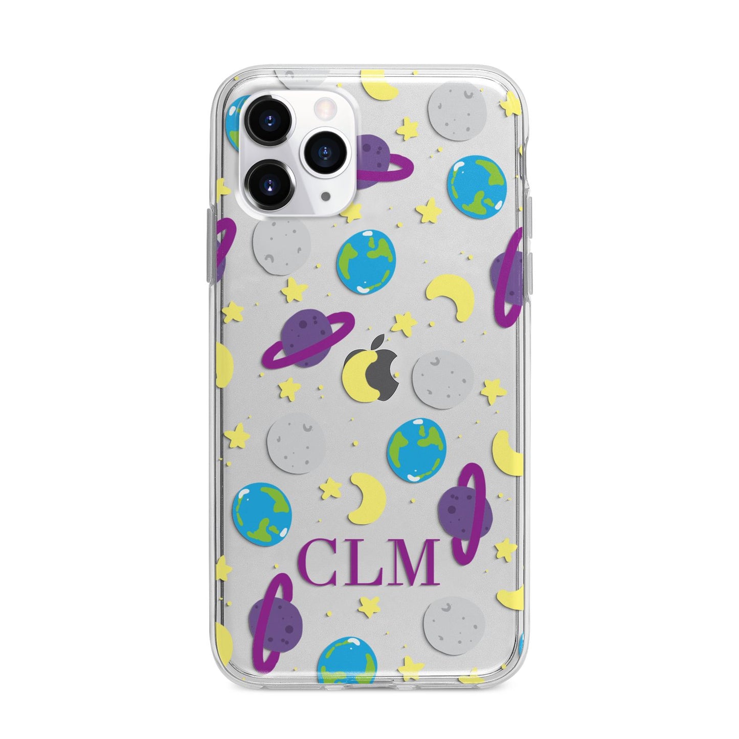 Personalised Space Initials Apple iPhone 11 Pro in Silver with Bumper Case