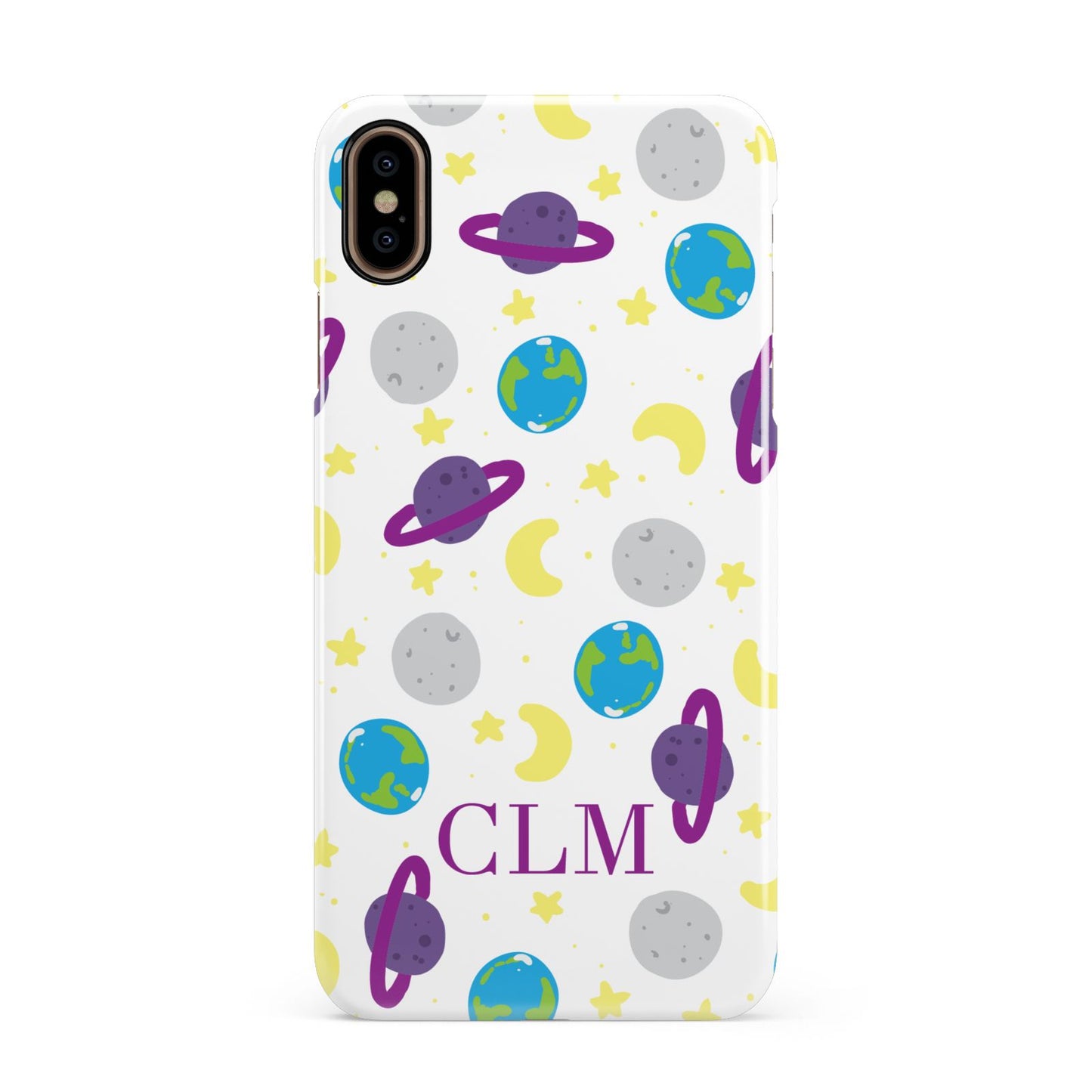 Personalised Space Initials Apple iPhone Xs Max 3D Snap Case