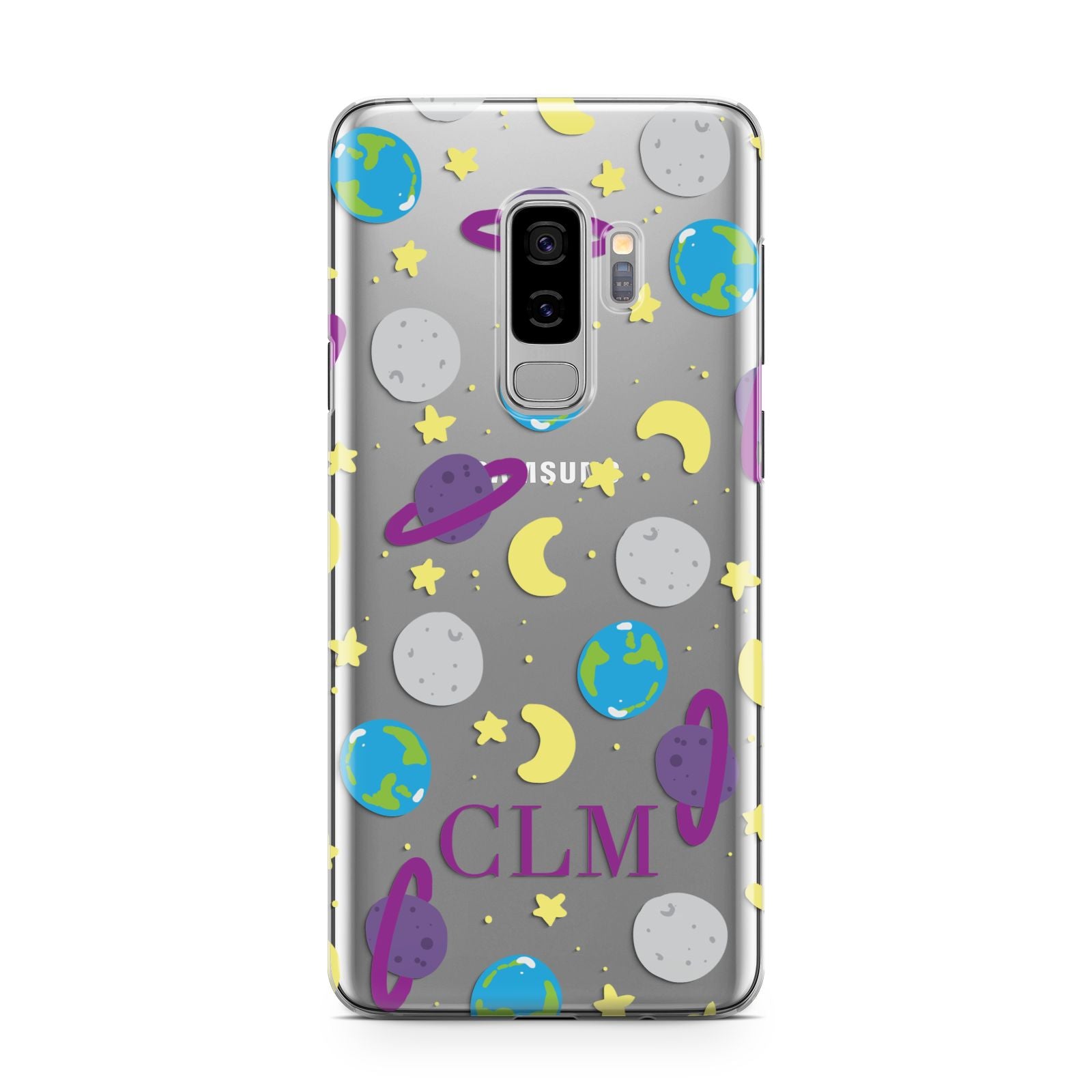 Personalised Space Initials Samsung Galaxy S9 Plus Case on Silver phone