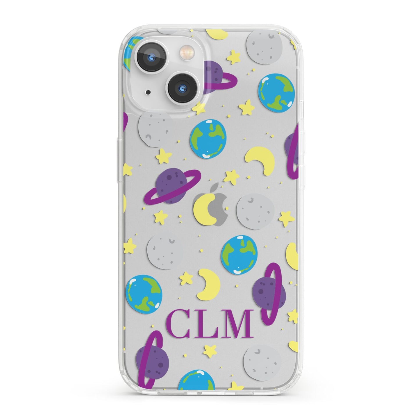 Personalised Space Initials iPhone 13 Clear Bumper Case
