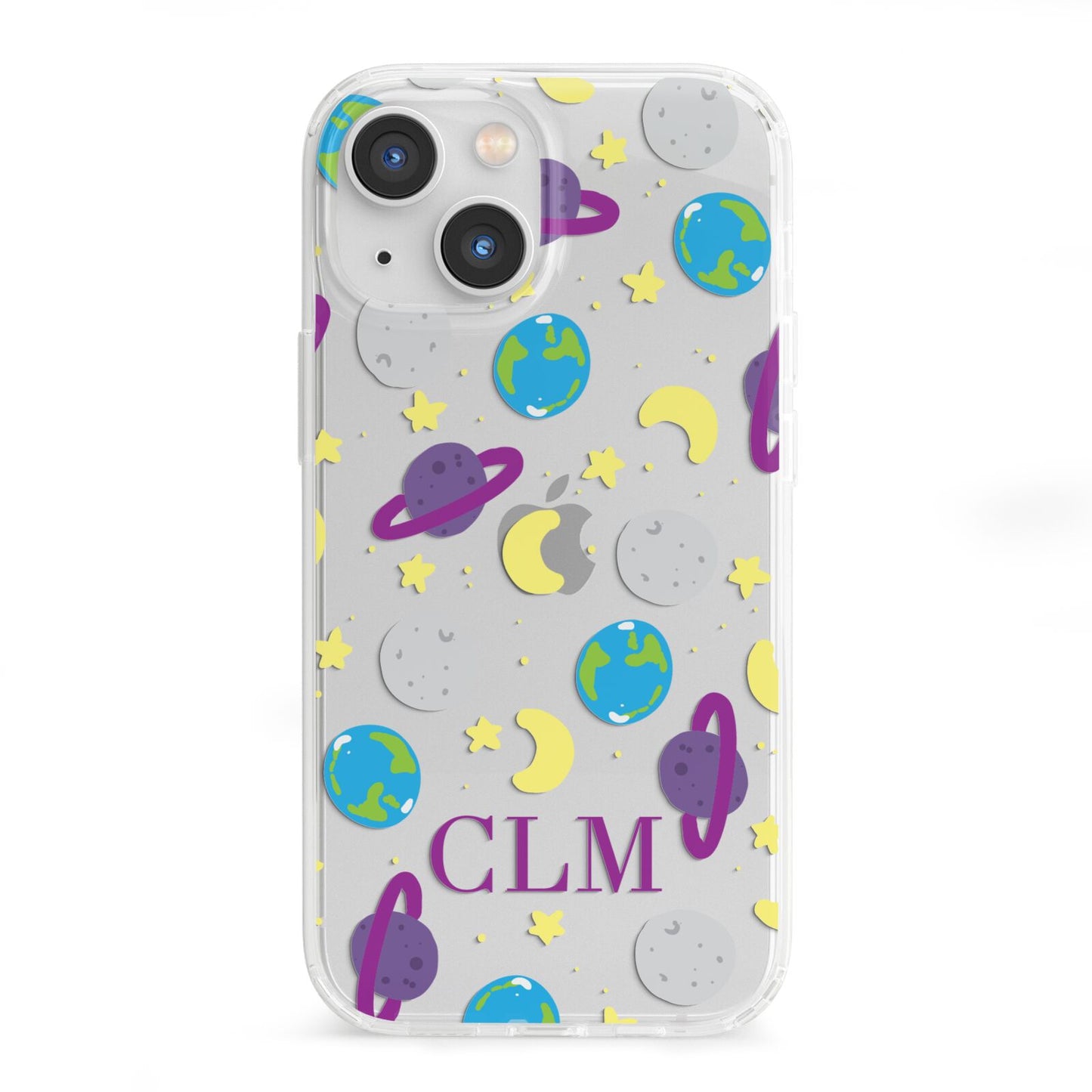 Personalised Space Initials iPhone 13 Mini Clear Bumper Case