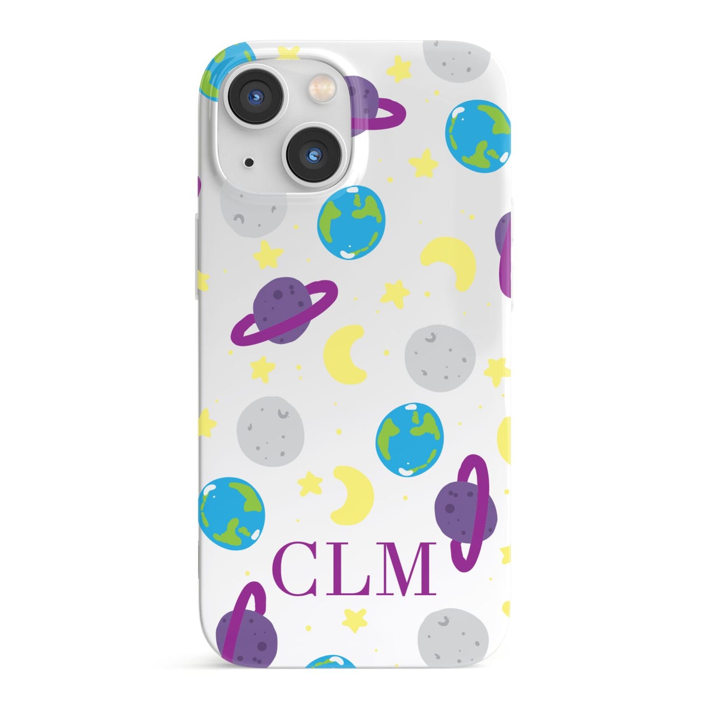 Personalised Space Initials iPhone 13 Mini Full Wrap 3D Snap Case