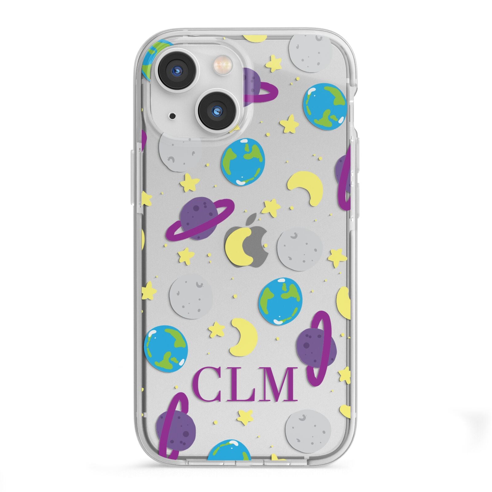 Personalised Space Initials iPhone 13 Mini TPU Impact Case with White Edges