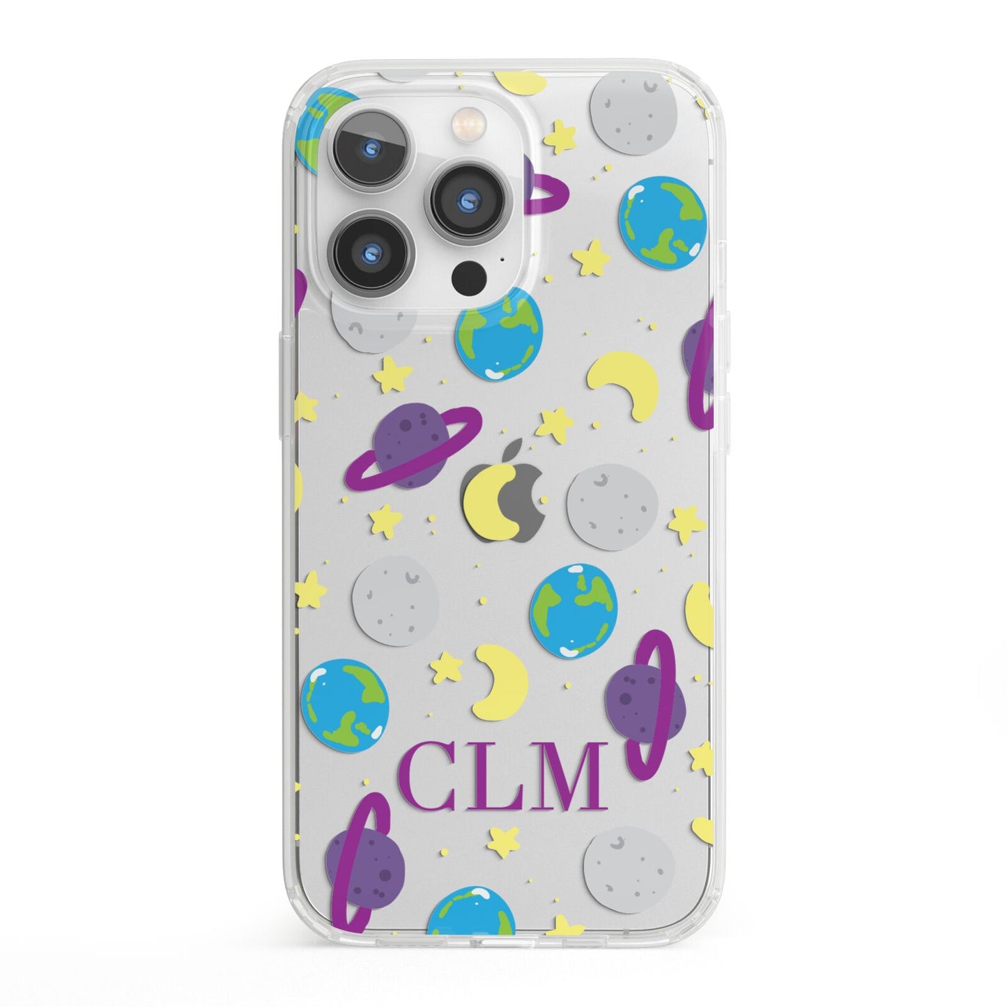 Personalised Space Initials iPhone 13 Pro Clear Bumper Case