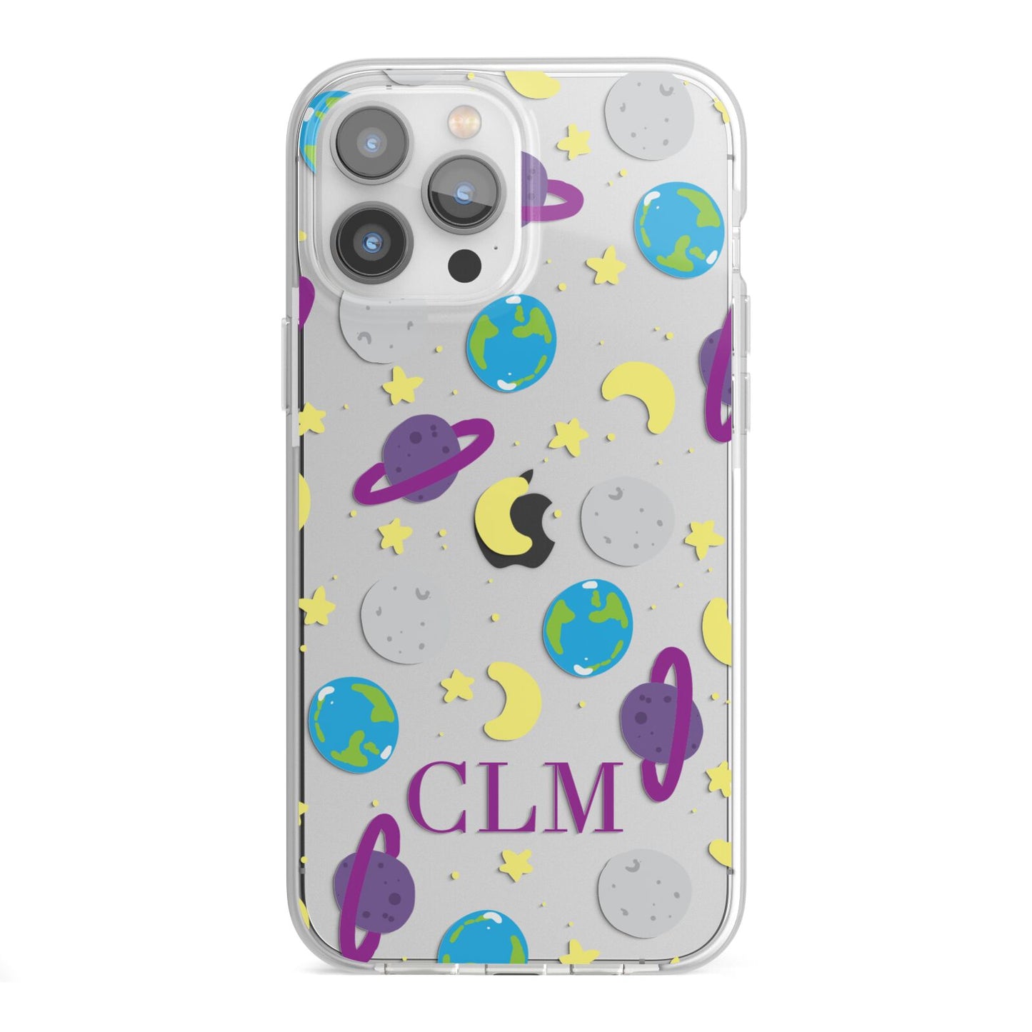 Personalised Space Initials iPhone 13 Pro Max TPU Impact Case with White Edges