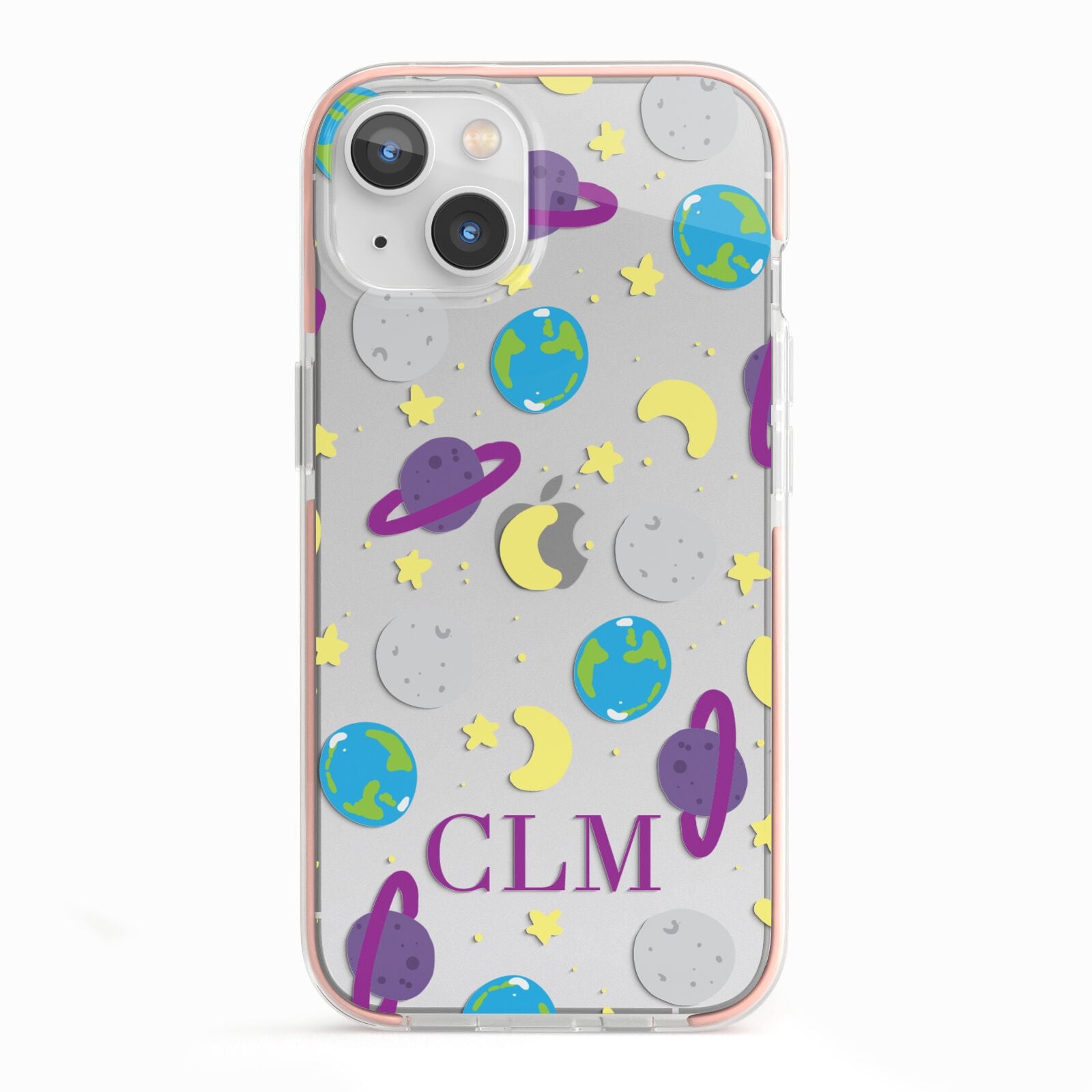 Personalised Space Initials iPhone 13 TPU Impact Case with Pink Edges