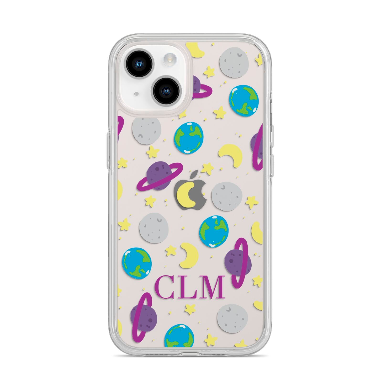 Personalised Space Initials iPhone 14 Clear Tough Case Starlight
