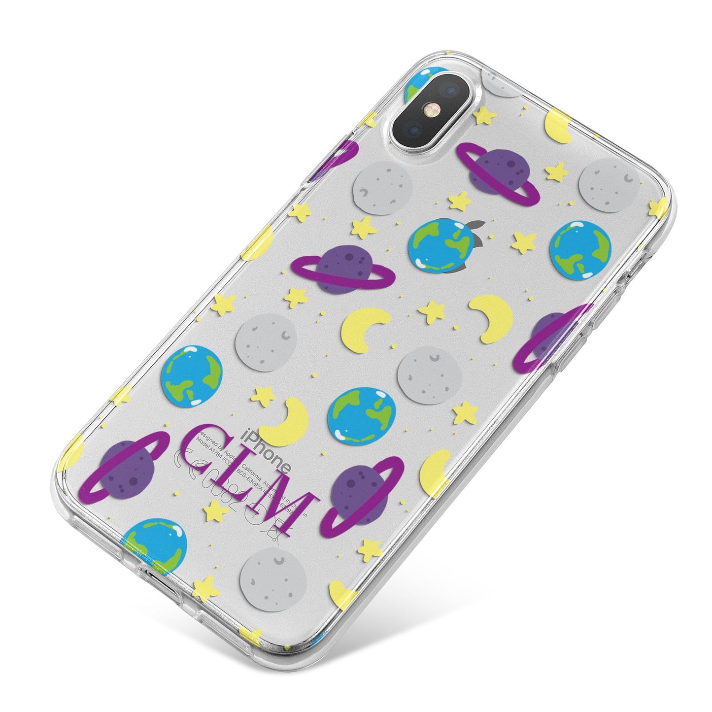 Personalised Space Initials iPhone X Bumper Case on Silver iPhone