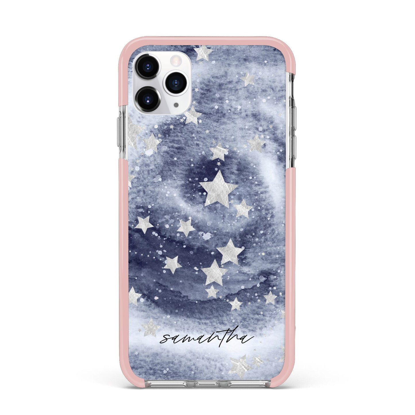 Personalised Space iPhone 11 Pro Max Impact Pink Edge Case