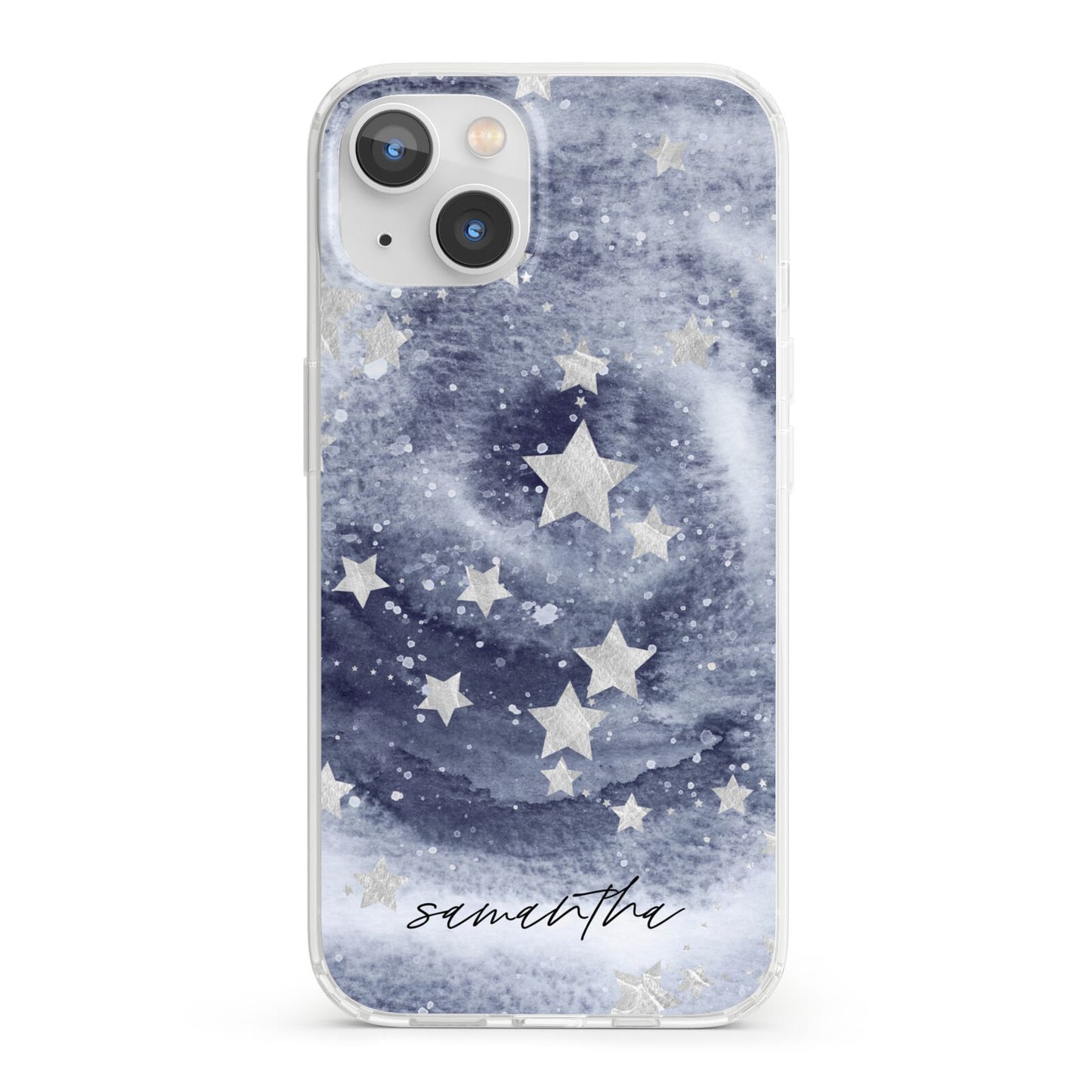 Personalised Space iPhone 13 Clear Bumper Case
