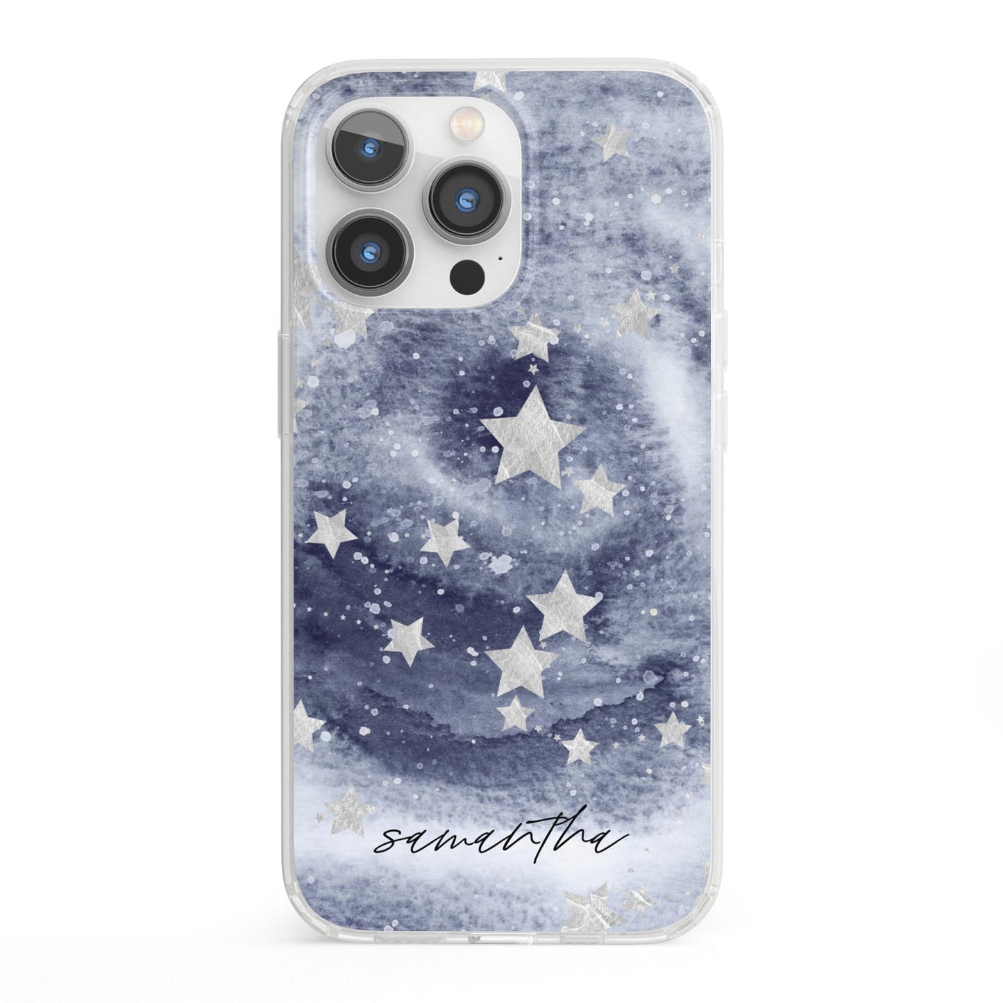 Personalised Space iPhone 13 Pro Clear Bumper Case