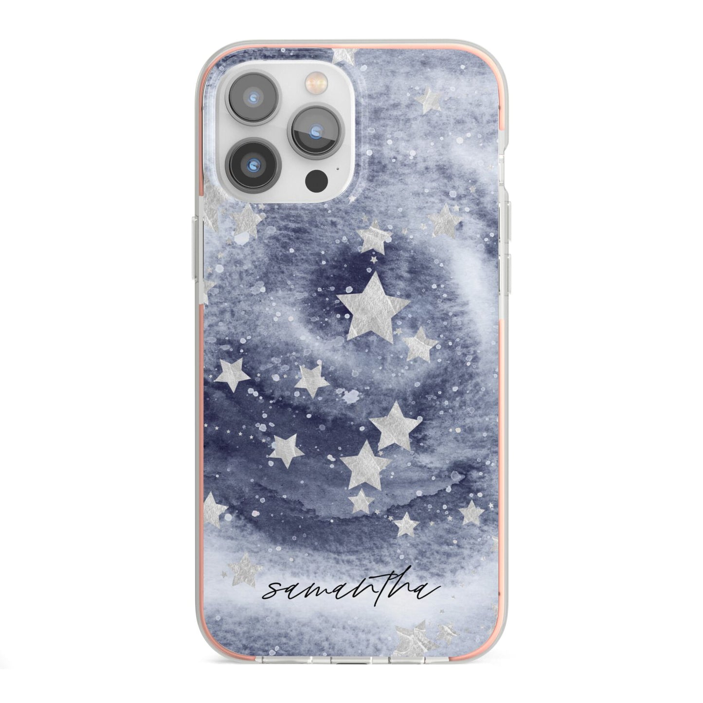 Personalised Space iPhone 13 Pro Max TPU Impact Case with Pink Edges