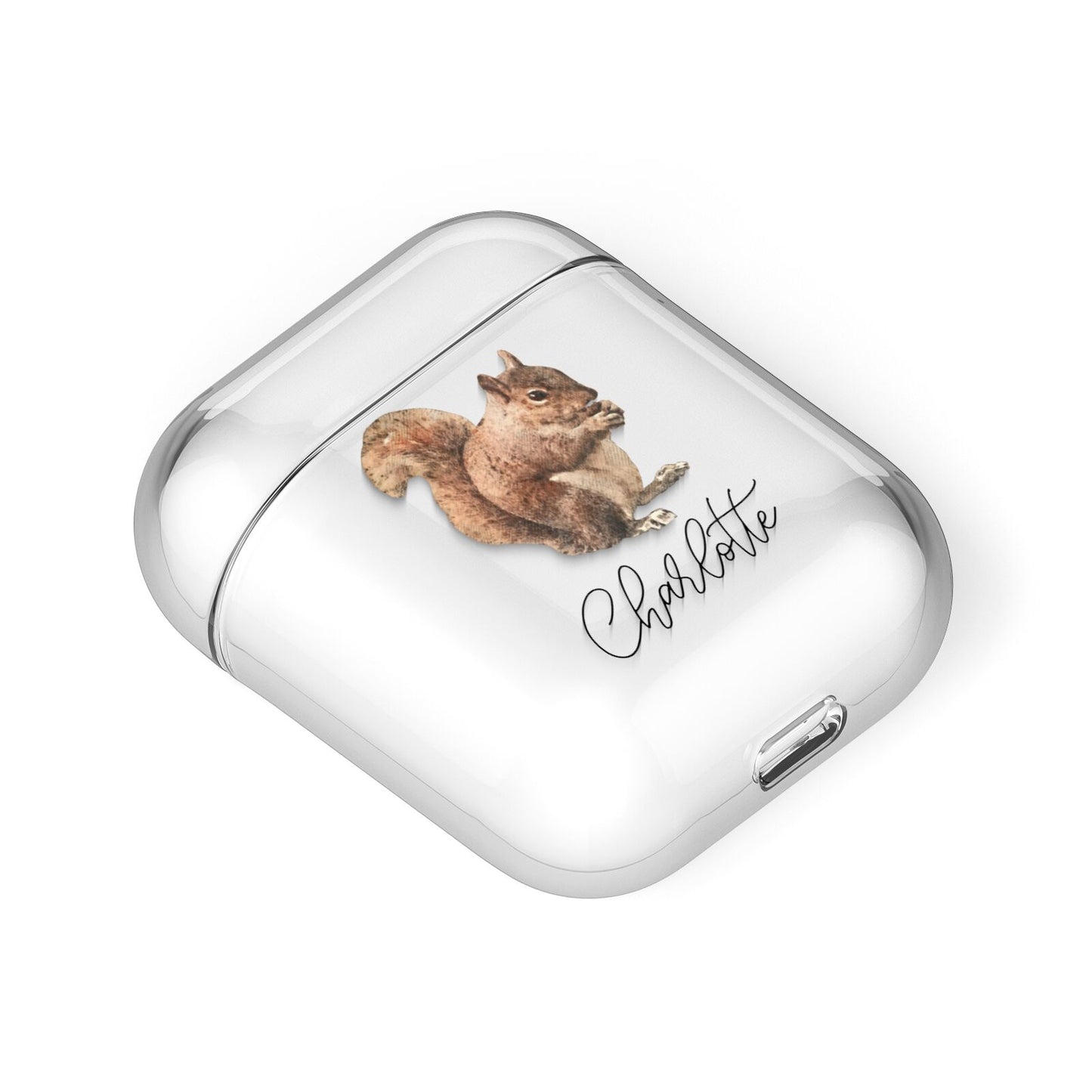 Personalised Squirrel AirPods Case Laid Flat