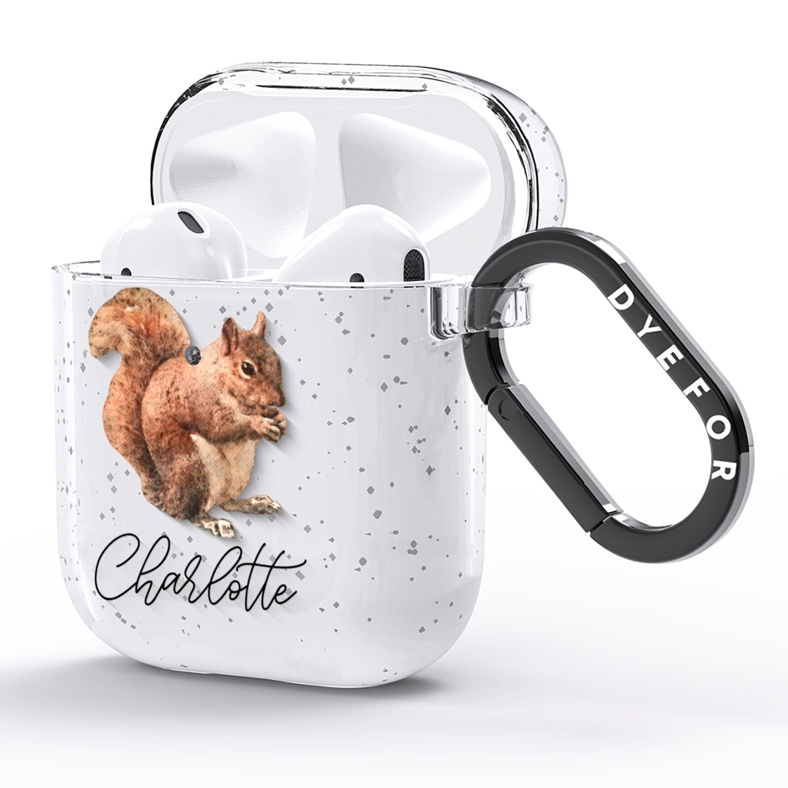 Personalised Squirrel AirPods Glitter Case Side Image